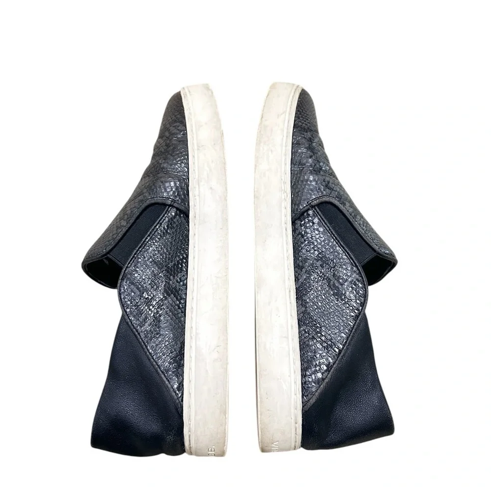 Vince Black/gray Flats Comfortable Slip-On Loafers leather python print 8/eu 38